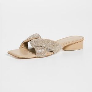 Cult Gaia Chaya Crystal embellished straps Sandals in beige size 37